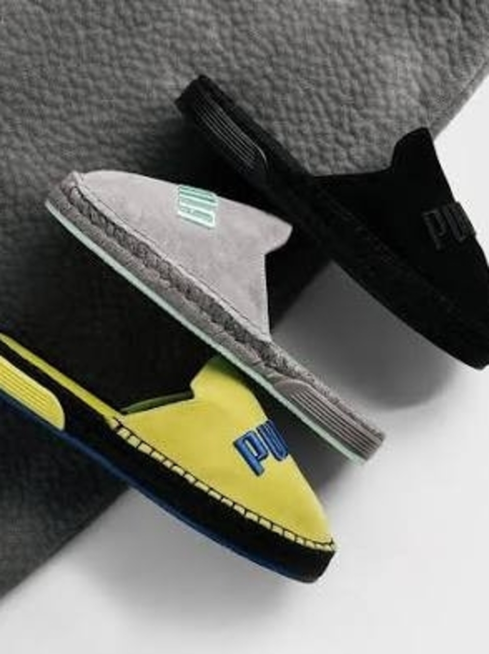 PUMA Suede Slip-On Espadrilles - Black, Gray, Yellow